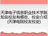 天津电子信息职业技术学院知名校友有哪些，校史介绍(天津电院校友校史)
