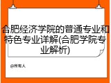 合肥经济学院的普通专业和特色专业详解(合肥学院专业解析)