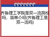 齐鲁理工学院是双一流高校吗，简单介绍(齐鲁理工是双一流吗)