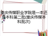 重庆传媒职业学院是一本还是本科第二批(重庆传媒本科批次)