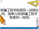 新疆工程学院是双一流高校吗，简单介绍(新疆工程学院是双一流吗)