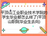 平顶山工业职业技术学院的学生毕业都怎么样了(平顶山职院毕业生去向)
