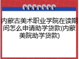 内蒙古美术职业学院在读期间怎么申请助学贷款(内蒙美院助学贷款)