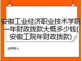 安徽工业经济职业技术学院一年财政拨款大概多少钱(安徽工院年财政拨款)