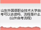 山东外国语职业技术大学自考可以去读吗，流程是什么(山外自考流程)