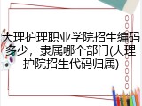大理护理职业学院招生编码多少，隶属哪个部门(大理护院招生代码归属)