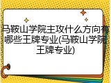 马鞍山学院主攻什么方向有哪些王牌专业(马鞍山学院王牌专业)