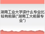 湖南工业大学读什么专业比较有前景("湖南工大前景专业")