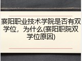 襄阳职业技术学院是否有双学位，为什么(襄阳职院双学位原因)