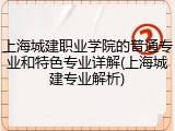 上海城建职业学院的普通专业和特色专业详解(上海城建专业解析)