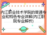 内江职业技术学院的普通专业和特色专业详解(内江职院专业解析)