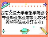 西南交通大学希望学院哪个专业毕业就业前景比较好(希望学院就业好专业)