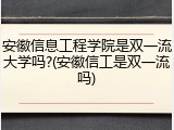 安徽信息工程学院是双一流大学吗?(安徽信工是双一流吗)