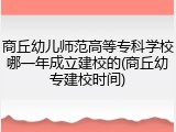 商丘幼儿师范高等专科学校哪一年成立建校的(商丘幼专建校时间)