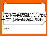 河南体育学院建校时间是哪一年？(河南体院建校时间)