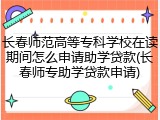 长春师范高等专科学校在读期间怎么申请助学贷款(长春师专助学贷款申请)