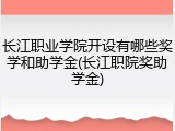 长江职业学院开设有哪些奖学和助学金(长江职院奖助学金)