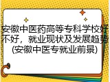 安徽中医药高等专科学校好不好，就业现状及发展趋势(安徽中医专就业前景)