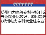 郑州电力高等专科学校什么专业就业比较好，原因是啥(郑州电力专科就业佳专业)