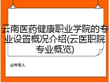 云南医药健康职业学院的专业设置概况介绍(云医职院专业概览)