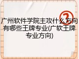 广州软件学院主攻什么方向有哪些王牌专业(广软王牌专业方向)