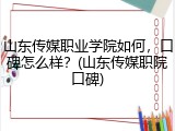 山东传媒职业学院如何，口碑怎么样？(山东传媒职院口碑)