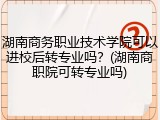 湖南商务职业技术学院可以进校后转专业吗？(湖南商职院可转专业吗)