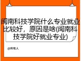 闽南科技学院什么专业就业比较好，原因是啥(闽南科技学院好就业专业)