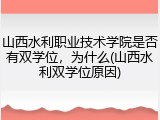 山西水利职业技术学院是否有双学位，为什么(山西水利双学位原因)