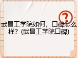 武昌工学院如何，口碑怎么样？(武昌工学院口碑)