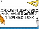 黑龙江能源职业学院有哪些专业，就业前景如何(黑龙江能源职院专业就业)