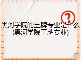黑河学院的王牌专业是什么(黑河学院王牌专业)