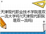 天津现代职业技术学院是双一流大学吗?(天津现代职院是双一流吗)