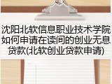 沈阳北软信息职业技术学院如何申请在读间的创业无息贷款(北软创业贷款申请)