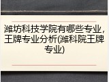 潍坊科技学院有哪些专业，王牌专业分析(潍科院王牌专业)