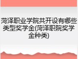 菏泽职业学院共开设有哪些类型奖学金(菏泽职院奖学金种类)