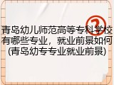青岛幼儿师范高等专科学校有哪些专业，就业前景如何(青岛幼专专业就业前景)