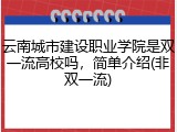云南城市建设职业学院是双一流高校吗，简单介绍(非双一流)
