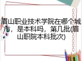 眉山职业技术学院在哪个城市，是本科吗，第几批(眉山职院本科批次)
