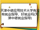 天津中德应用技术大学有没有就业指导，好就业吗(天津中德就业指导)