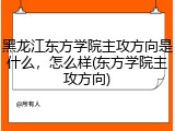 黑龙江东方学院主攻方向是什么，怎么样(东方学院主攻方向)