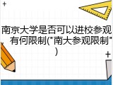 南京大学是否可以进校参观，有何限制("南大参观限制")