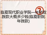 临夏现代职业学院一年财政拨款大概多少钱(临夏职院年拨款)