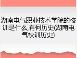 湖南电气职业技术学院的校训是什么,有何历史(湖南电气校训历史)