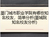 厦门城市职业学院有哪些知名校友，简单分析(厦城院知名校友分析)