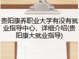 贵阳康养职业大学有没有就业指导中心，详细介绍(贵阳康大就业指导)