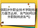 信阳涉外职业技术学院师资力量怎么样，名气如何(涉外职院师资名气)