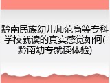 黔南民族幼儿师范高等专科学校就读的真实感觉如何(黔南幼专就读体验)