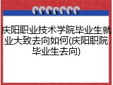 庆阳职业技术学院毕业生就业大致去向如何(庆阳职院毕业生去向)