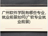广州软件学院有哪些专业，就业前景如何(广软专业就业前景)